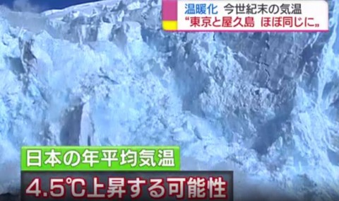 日本氣象廳：因為全球暖化，本世紀末，東京都心的溫度將與現在鹿兒島的屋久島同一等級