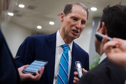 The US Senate approved a resolution from Sens. Jon Tester and Ron Wyden (pictured) that would block the recent Treasury Department change to IRS forms allowing political nonprofits to avoid listing some donors.  Photo: Andrew Caballero-Reynolds/AFP/Getty Images