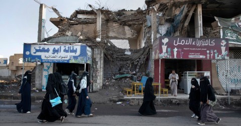 A home that was destroyed by an airstrike in Sana, Yemen. The nearly four-year conflict there has killed thousands of civilians and created famine in the country. Photo: Tyler Hicks/The New York Times