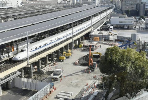 Construction for the maglev train route at Nagoya Station in December 2017  Photo: KYODO