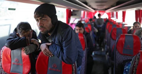 A group of Syirian refugees going back to their country from Esenyurt, Istambul.