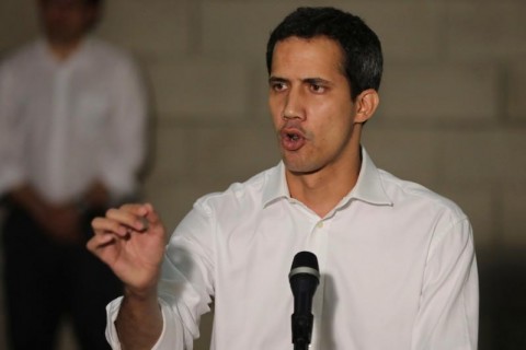 Juan Guaido talks to the media in a news conference near the Tienditas cross-border bridge between Colombia and Venezuela, February 23, 2019. Photo: Reuters/Luisa Gonzalez