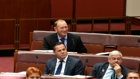 Fraser Anning (back row) and other senators at the Parliament House on Nov. 28, 2017, in Canberra, Australia. Photo: Michael Masters/Getty Images