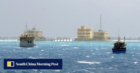 越南漁船文件照片在 Da Tay 海島附近的在南沙群島。