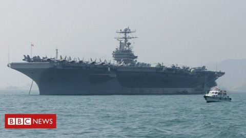 A file photo from 2004 of the USS Abraham Lincoln, which is currently on its way to Iran