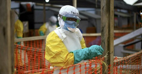 An Ebola health worker at a treatment center in Beni, Eastern Congo on April 16, 2019. Photo: Al-hadji Kudra Maliro / AP file