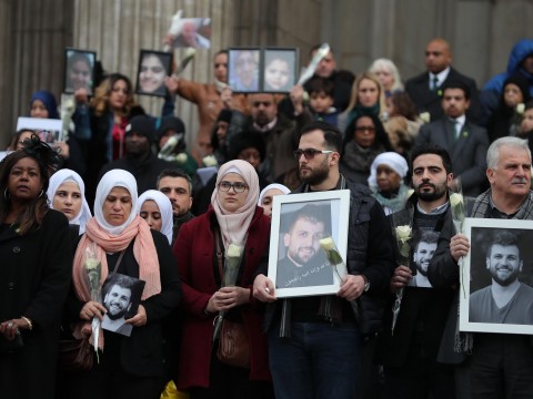 Mourners leave after attending the Grenfell Tower National Memorial Service at St Paul's Cathedral in London. Photo: Daniel Leal-Olivas/AFP/Getty Images