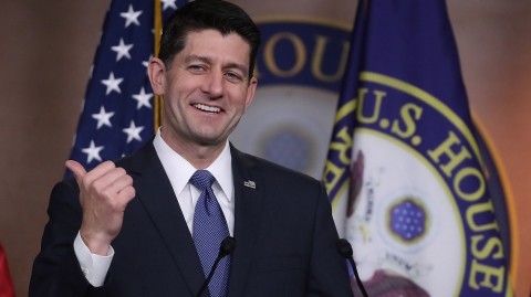 House Speaker Paul Ryan speaks about the Republican tax reform legislation, set for a Tuesday vote, during his weekly briefing on Capitol Hill last week. Photo: Mark Wilson/Getty Images