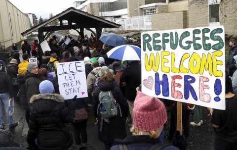 Immigration rally in Portland, Ore., Monday, Feb. 27, 2017 (Credit: AP Photo/Don Ryan)