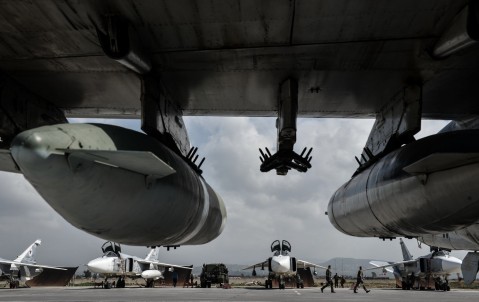 Russia’s vast Hmeimim air base in northwestern Latakia province, the headquarters of Russia’s military operations in Syria. (Ramil Sitdikov/Sputnik via AP)