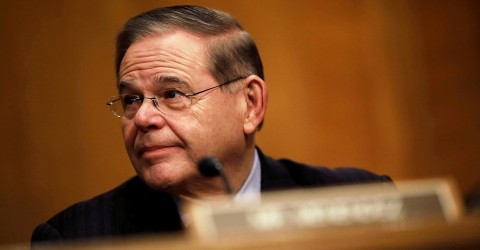 Senator Bob Menendez looks on during a Senate Banking Committee hearing on Capitol Hill. Photo: Aaron P. Bernstein/Reuters