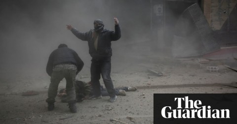 he aftermath of regime airstrikes on the besieged rebel-held enclave of Kafr Batna near Damascus on Tuesday. Photograph: Amer Almohibany/AFP/Getty Images