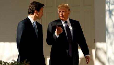 US President Donald Trump and Canadian Prime Minister Justin Trudeau during a meeting in the Oval Office February 13, 2017. Photo: AFP 