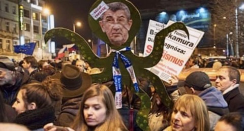 Thousands of Czechs have taken to the streets of the capital, Prague, in defiance of a recent attack on local independent media by the country's recently re-elected President Milos Zeman. Photo: Al Jazeera