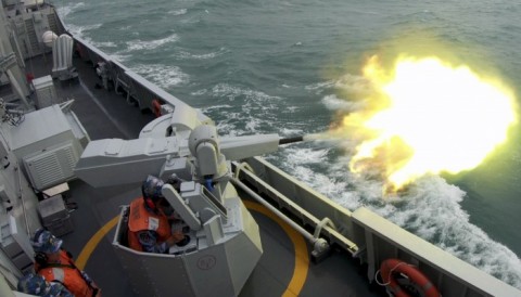 Sailors aboard the guided missile destroyer USS Mustin. Photo: US Navy