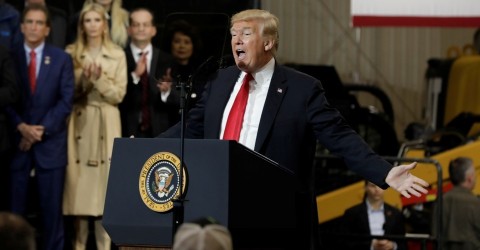 President Donald Trump delivers remarks on his infrastructure initiative in Richfield, Ohio. Photo: Yuri Gripas / Reuters