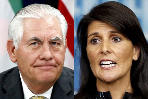 Rex Tillerson, Nikki Haley. Photo: Jacquelyn Martin/Carolyn Kaster / AP