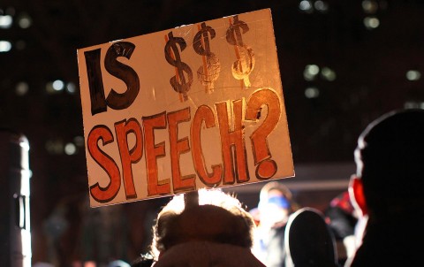 Occupy Wall Street demonstrators marking the second anniversary of the Supreme Court’s Citizens United v. Federal Election Commission decision, January 20, 2012. Photo: Shannon Stapleton / Reuters