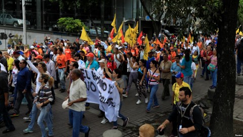 Opposition supporters take part in a protest against upcoming presidential elections, in Caracas, Venezuela, May 16, 2018. Photo: AP