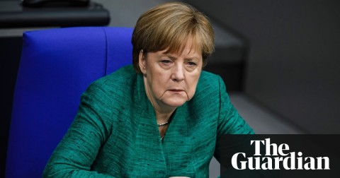  Angela Merkel addresses the Bundestag in Berlin. Photograph: Hayoung Jeon/EPA