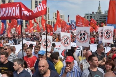 Demonstranten in Moskau