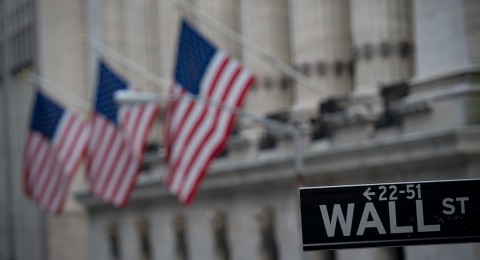 A street sign is seen near the New York Stock Exchange on Feb. 16, 2017. Photo: Bryan R. Smith/AFP/Getty Images