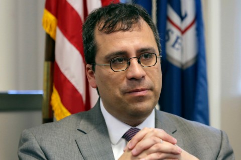 In this Dec. 13, 2017, file photo, L. Francis Cissna, director of US Citizenship and Immigration Services, sits during an interview in Los Angeles. Photo: Reed Saxon/AP