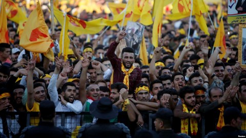 Supporters of the former president of Iraq's Kurdistan region, Masoud Barzani, rally ahead of regional elections, in Irbil, Iraq, Sept. 25, 2018. Photo: Reuters