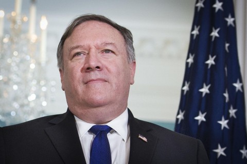 Secretary of State Mike Pompeo meets Pakistani Foreign Minister Makhdoom Shah Mahmood Qureshi at the State Department in Washington, Tuesday, Oct. 2, 2018. Photo: Cliff Owen / AP